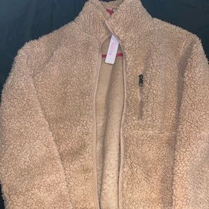 NWT Brown Zipper Teddy Jacket